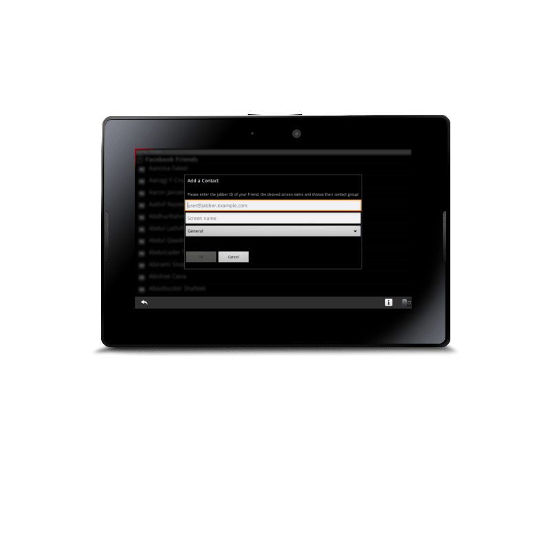 An illustration of yaxim for Playbook